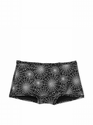 Black Victoria Secret Halloween Spiderweb Cotton Boyshort Underwear | GAIOY6947