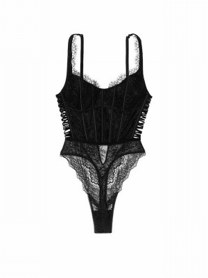 Black Victoria Secret Lace Bodysuit Lingerie | MZJFL6139