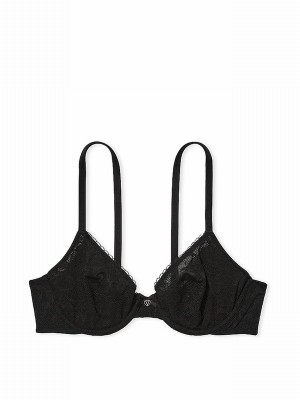 Black Victoria Secret Lace Demi Invisible Lift Minimiser Bras | WBGNI0478