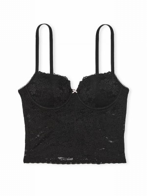Black Victoria Secret Lace Lightly Lined Balcony Corset Top Lingerie | MHZDX4713