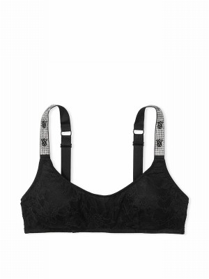 Black Victoria Secret Lace Shine Straplette Bras | WEKMX8546