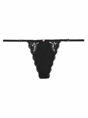 Black Victoria Secret Lace Trim G String Underwear | JQNDH8693