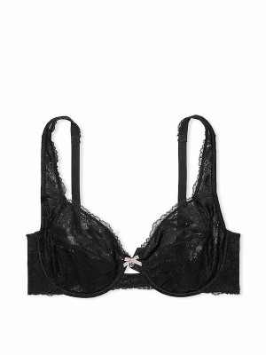 Black Victoria Secret Lace Unlined Demi Invisible Lift Minimiser Bras | EXVAO6783