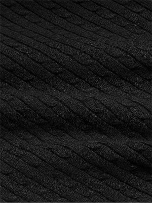 Black Victoria Secret Logo Cable Knit FlaLounge Joggers | DAKUW8216