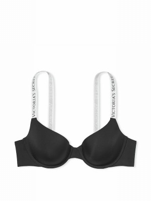 Black Victoria Secret Logo Demi Lightly Lined Bras | FUCHX2046