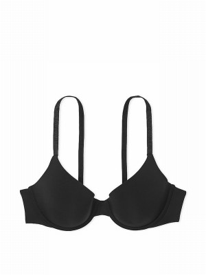 Black Victoria Secret Logo Strap Demi Lightly Lined Bras | RHTAM4317