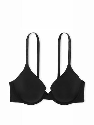 Black Victoria Secret Logo Strap Full Cup Lightly Lined Bras | WVHCD0274