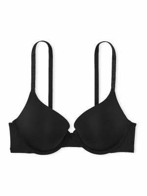 Black Victoria Secret Logo Strap Full Cup Push Up Bras | WREDK0547