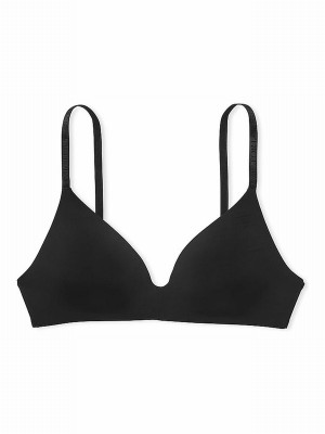 Black Victoria Secret Logo Strap Non WiLightly Lined Bras | TLZRF4902