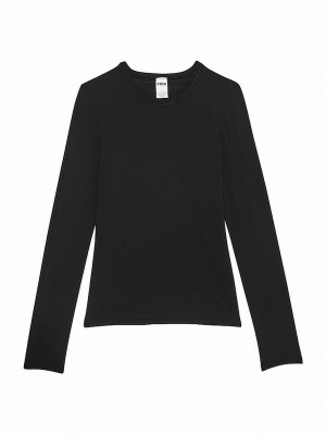 Black Victoria Secret Long Sleeve Soft Stretch T Shirts | IQAUZ5463