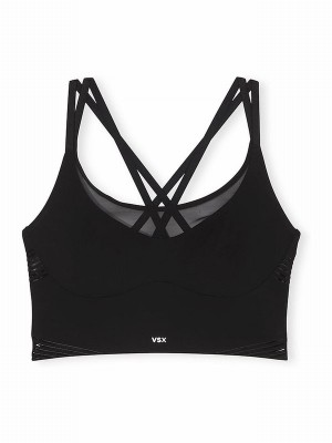 Black Victoria Secret Longline VSX Elevate™ Contour Low Impact Bras | NVMJG8206