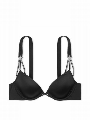 Black Victoria Secret Low Cut Star Shine Demi Bras | NQICA0746