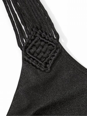 Black Victoria Secret Nero Cross Over Archive Macrame Bikini Top | GIDRJ4198