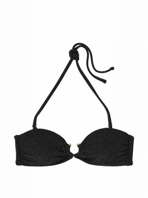 Black Victoria Secret Nero Strapless Shimmer Bikini Top | NKJWU5102