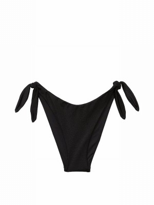 Black Victoria Secret Nero Tie Side High Leg Bikini Bottom | HJIKZ9425