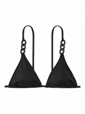 Black Victoria Secret Nero Triangle Chain Bikini Top | RQIPS4756
