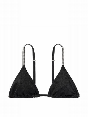 Black Victoria Secret Nero Triangle Shine Strap Bikini Top | KVEZN8629
