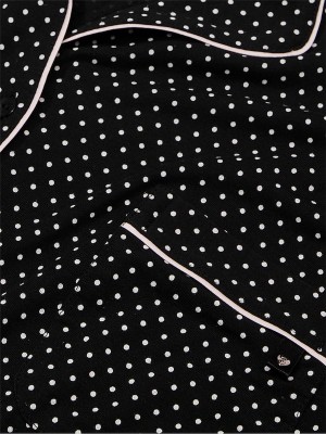Black Victoria Secret Pin Dot Modal Long Nightwear | OVNHZ7860