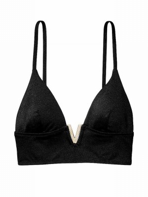 Black Victoria Secret Plunge Triangle Bikini Top | IEWUB7204