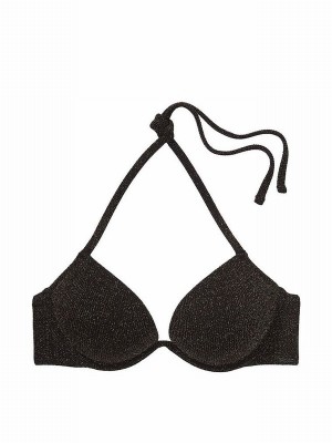 Black Victoria Secret Pure Add 2 Cups Push Up Bikini Top | NRYIM5104