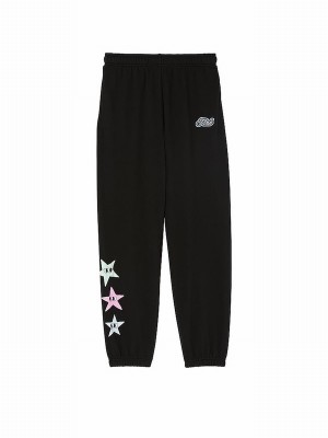 Black Victoria Secret Pure Aspen Cuffed Fleece Joggers | UBNRI8025