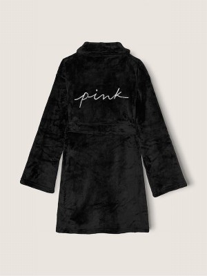 Black Victoria Secret Pure Cosy Long Sleeveing Gown Nightwear | QMHZI7061