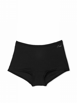 Black Victoria Secret Pure Cotton Boyshort Underwear | KUXQO1062