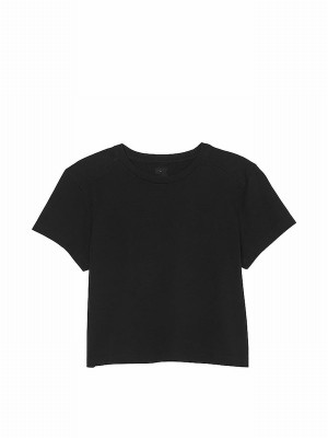 Black Victoria Secret Pure Crop Dreamer T Shirts | DHQEI5374