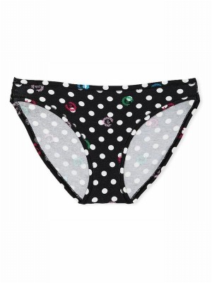 Black Victoria Secret Pure Dot Bikini Cotton Underwear | BJOCZ7310
