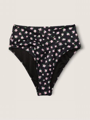 Black Victoria Secret Pure Floral Cross Over Bikini Bottom | IOUJB5987