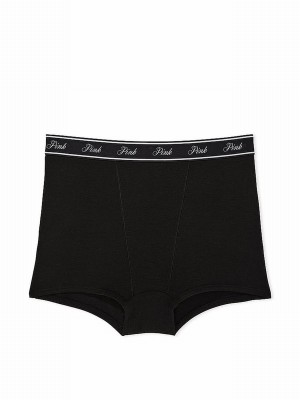 Black Victoria Secret Pure High Waist Cotton Logo Underwear | WFEHP8091