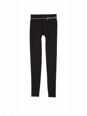 Black Victoria Secret Pure Long Logo Leggings | QUIGS0417