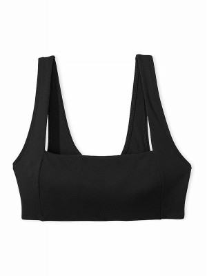 Black Victoria Secret Pure Non WiLightly Lined Low Impact Sports Bra | PQYMX3908