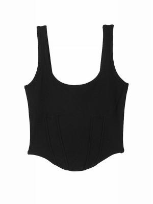 Black Victoria Secret Pure Pique Cinched Top Tops | PIFQN7138