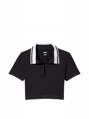 Black Victoria Secret Pure Polo T Shirts | CKJOY0413