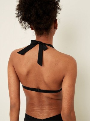 Black Victoria Secret Pure Push Up Triangle Halterneck Bikini Top | ILOBM1638