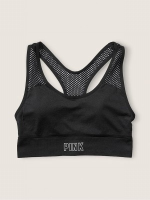 Black Victoria Secret Pure Seamless Low Impact Racerback Sports Bra | SMZPR9523