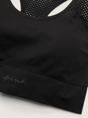 Black Victoria Secret Pure Seamless Low Impact Racerback Sports Bra | CUTMR8791