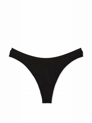 Black Victoria Secret Pure Seamless Thong Underwear | YDNSR4083