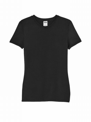 Black Victoria Secret Pure Soft Stretch T Shirts | SGDXE2570