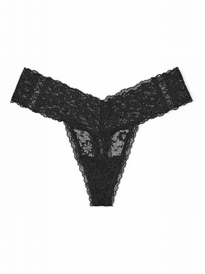 Black Victoria Secret Pure Thong Underwear | GVQXN3974