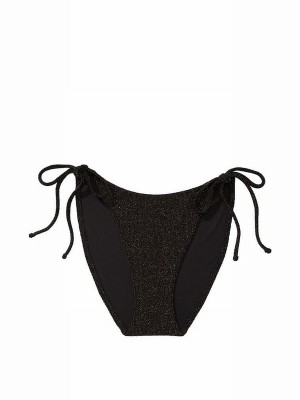 Black Victoria Secret Pure Tie Side Bikini Bottom | WNKJT4178