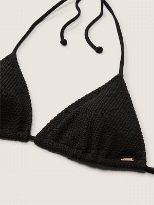 Black Victoria Secret Pure Triangle Crinkle Bikini Top | YWCJG5687