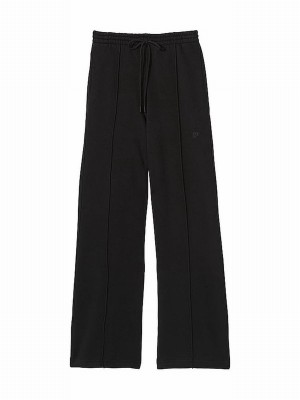 Black Victoria Secret Pure Wide Leg Fleece Joggers | YCMZE7456