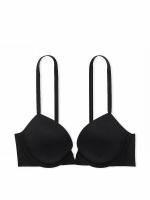 Black Victoria Secret Push Up Smooth Bras | ROKPF3569