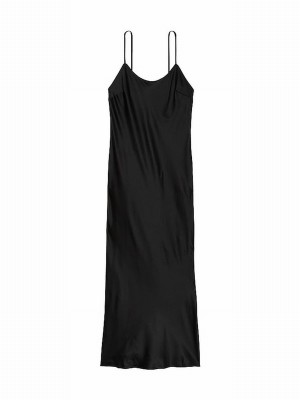 Black Victoria Secret Satin Maxi Slip Nightwear | THVQI2431