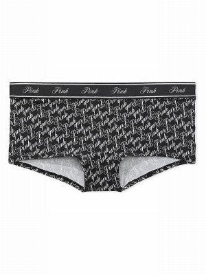 Black Victoria Secret Script Cotton Logo Underwear | CFNAR5671