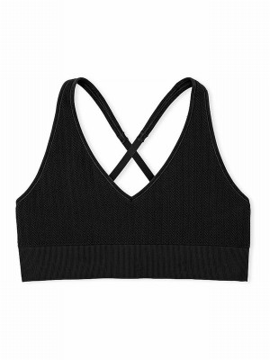 Black Victoria Secret Seamless Cable Knit Bras | QFUJD1625