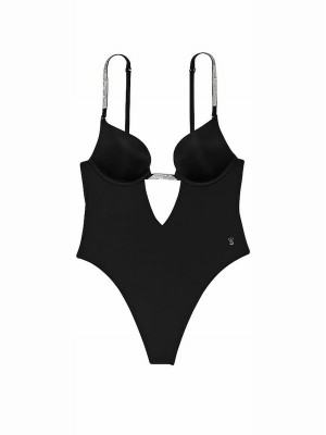Black Victoria Secret Shaping Gala Bodysuit Lingerie | XSVGH1728