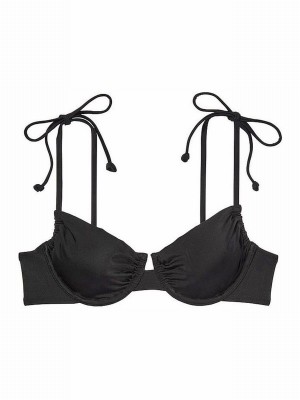 Black Victoria Secret Shine Bikini Top | QXKSW7204